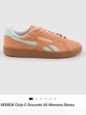 NWT - Reebok Club C Grounds UK Women's Peach & Mint Suede Sneakers